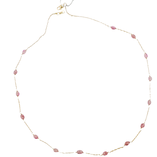 Pink tourmaline station necklace