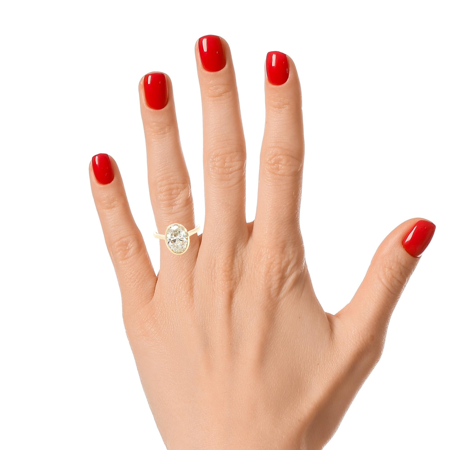 Yellow Gold Bezel-Set Oval Lab Grown Diamond Solitaire Ring