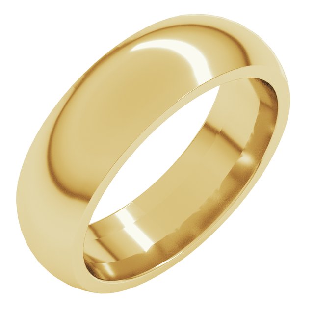 18K Yellow Gold 6 mm Comfort-Fit Half Round Band Size 10