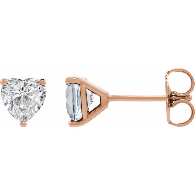 14K Rose Gold 1 1/2 CT Heart Lab-Grown Diamond Cocktail-Style Earrings - 88993:LG166:P