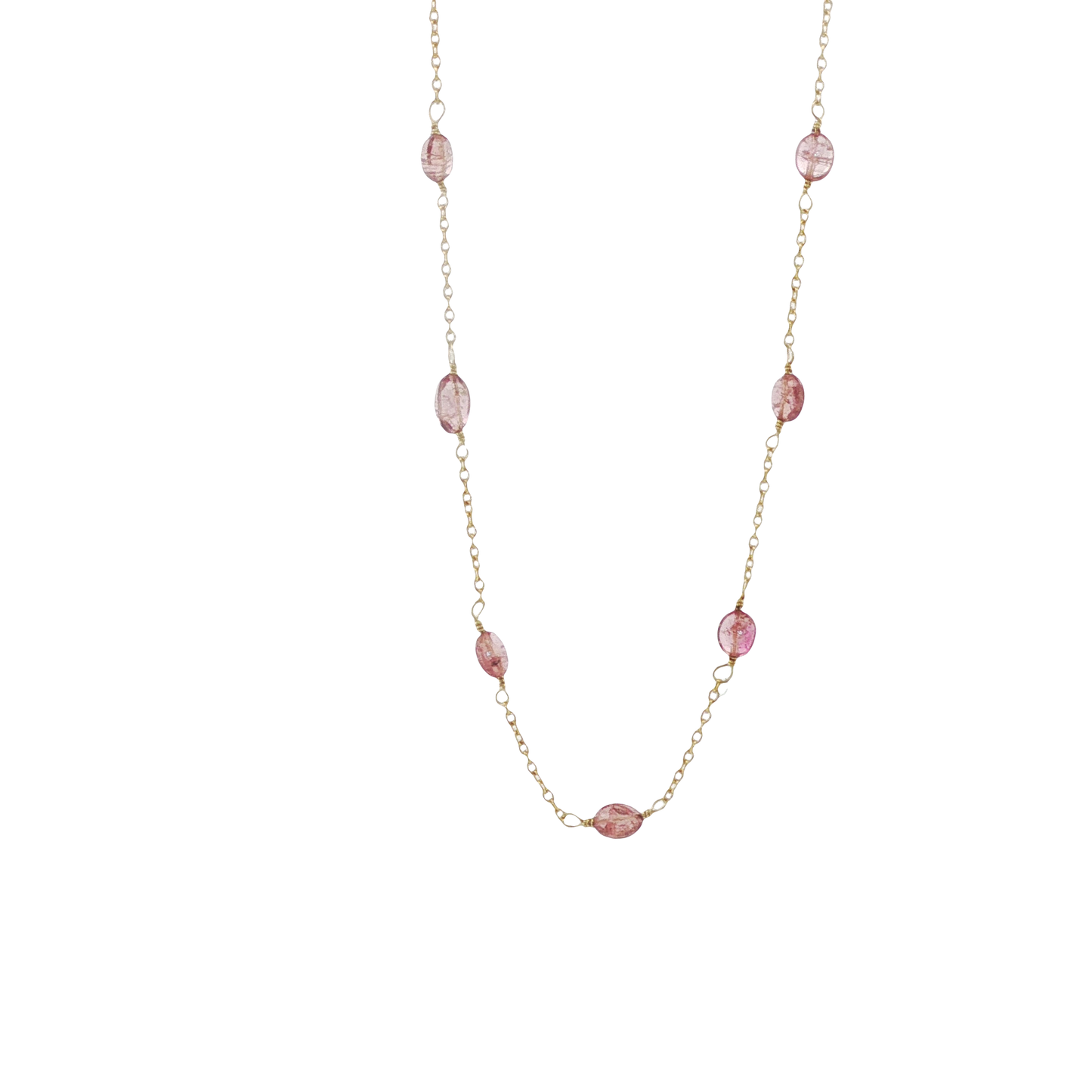 Pink tourmaline station necklace