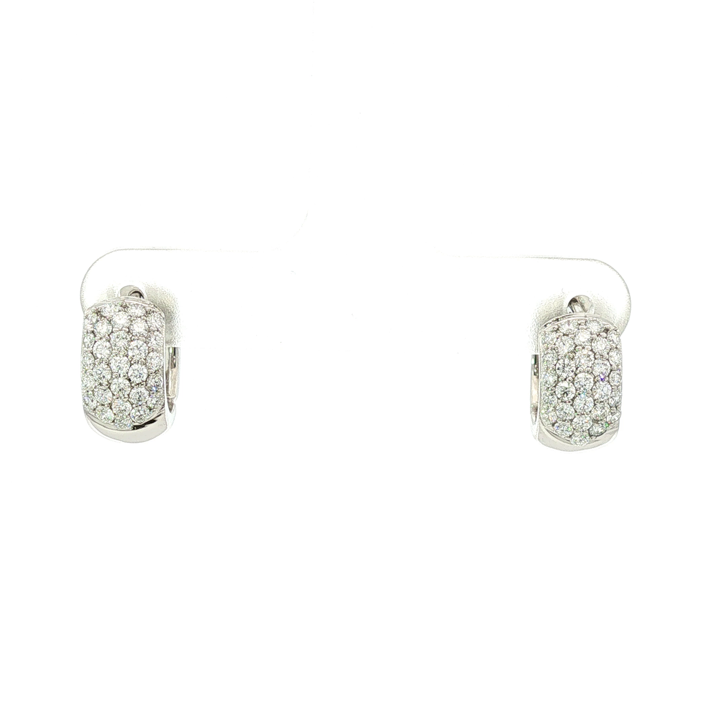 Diamond Pavé Wide Huggy Hoop Earrings in 14K White Gold