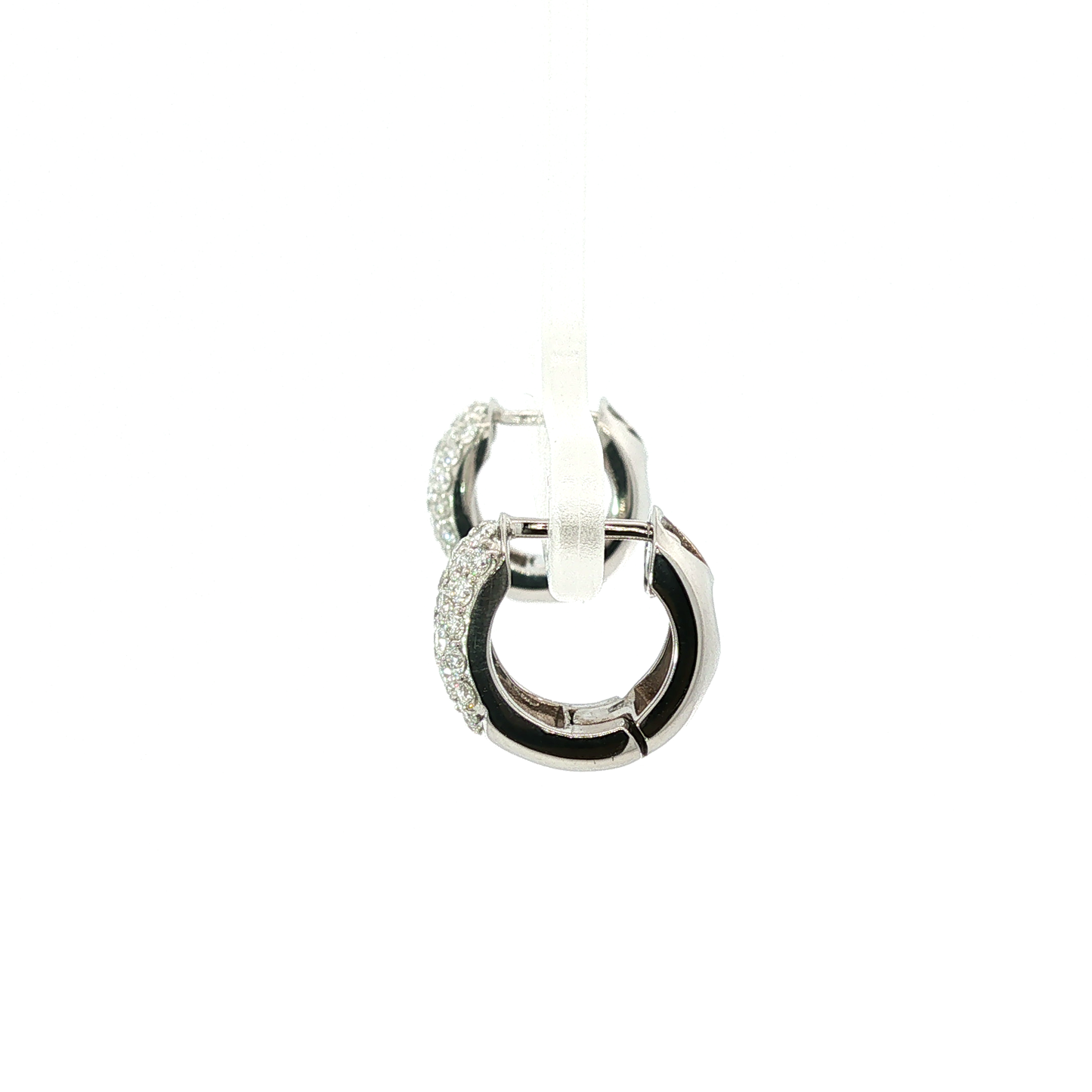 Diamond Pavé Wide Huggy Hoop Earrings in 14K White Gold