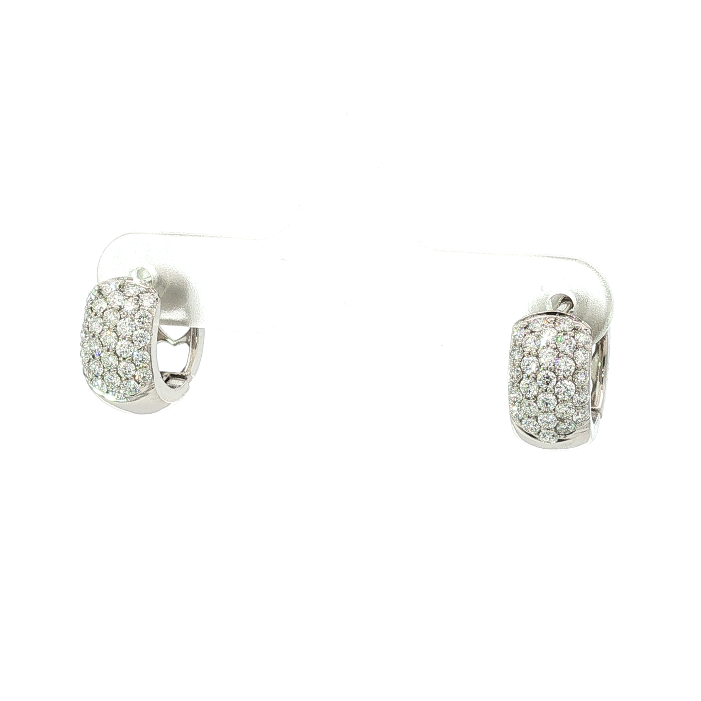 Diamond Pavé Wide Huggy Hoop Earrings in 14K White Gold