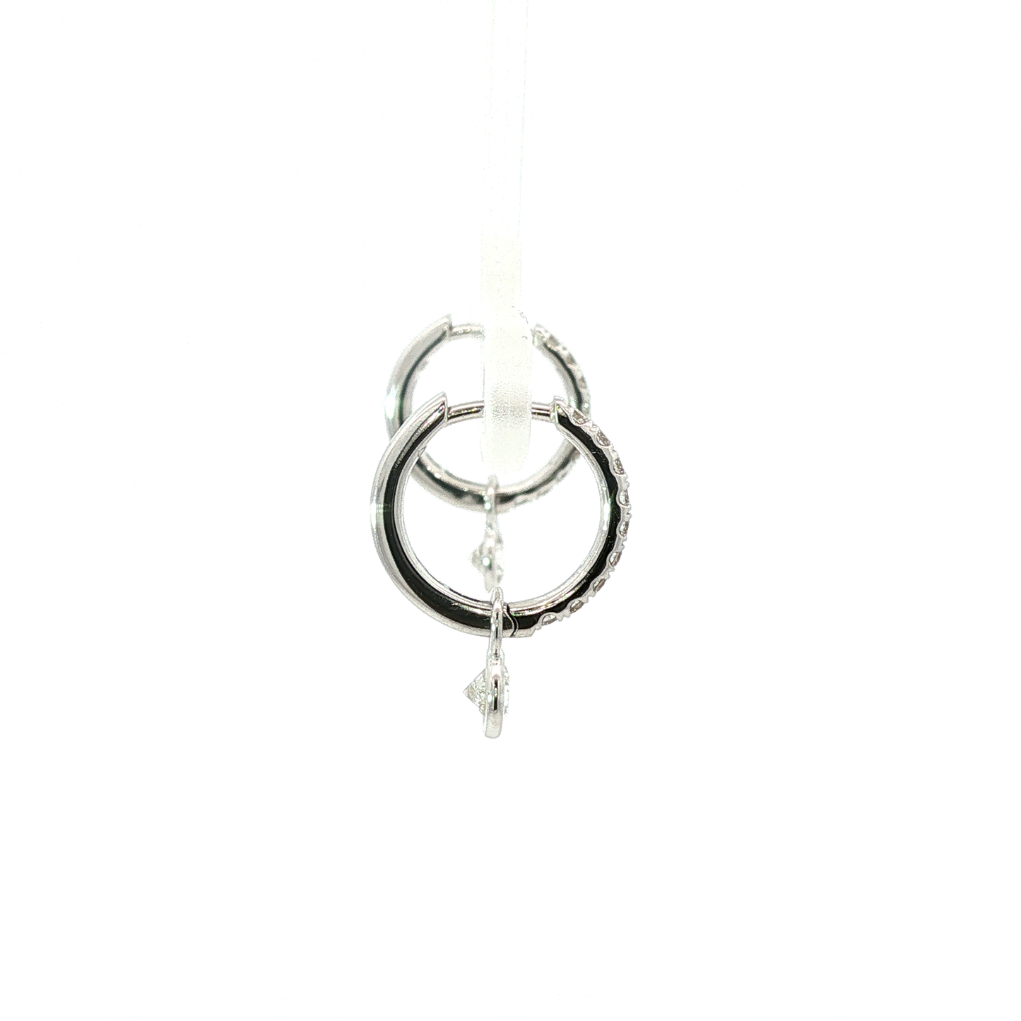 White Gold Diamond Huggie Drop Earrings