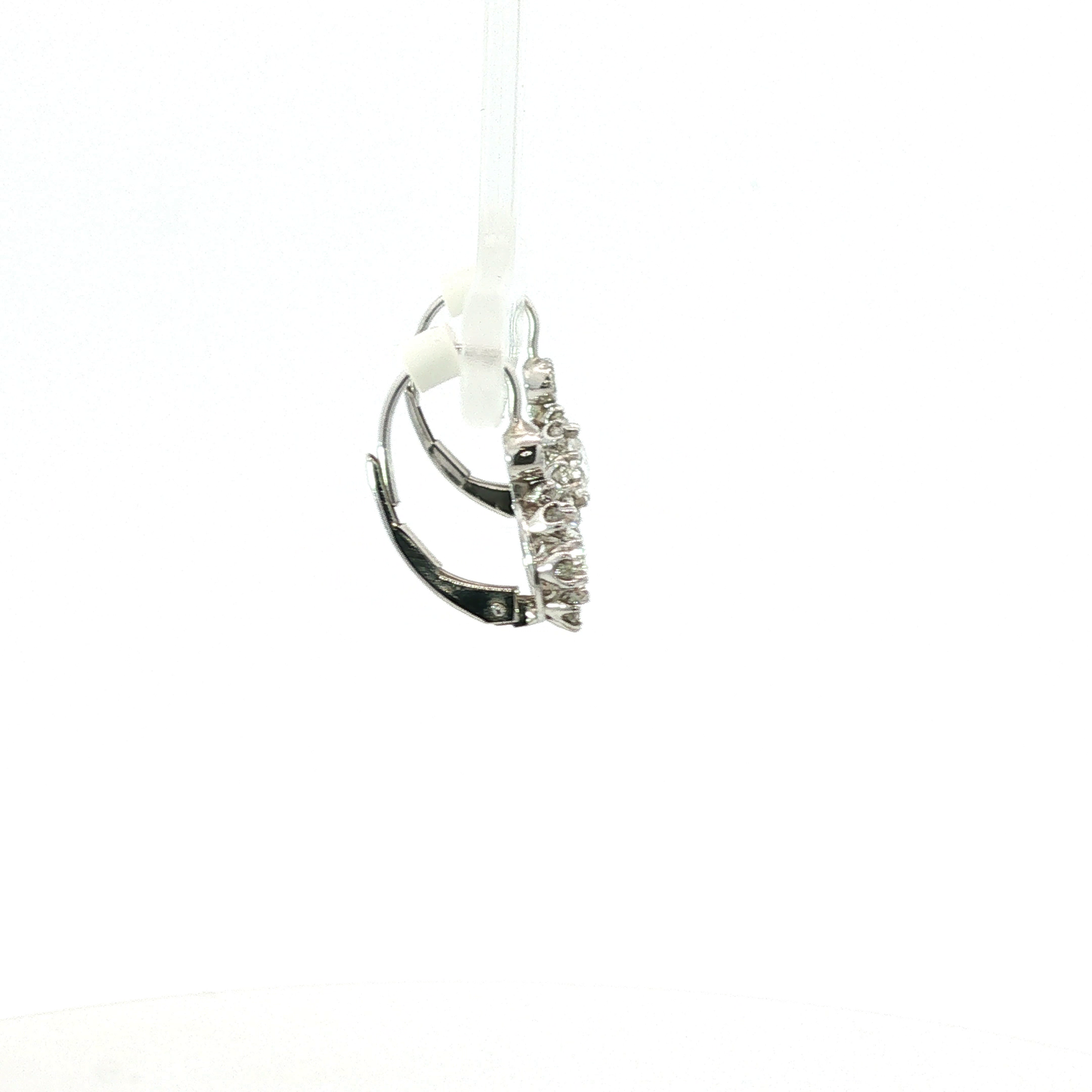 Diamond Floral Halo Drop Earrings in White Gold