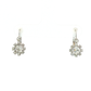 Diamond Floral Halo Drop Earrings in White Gold