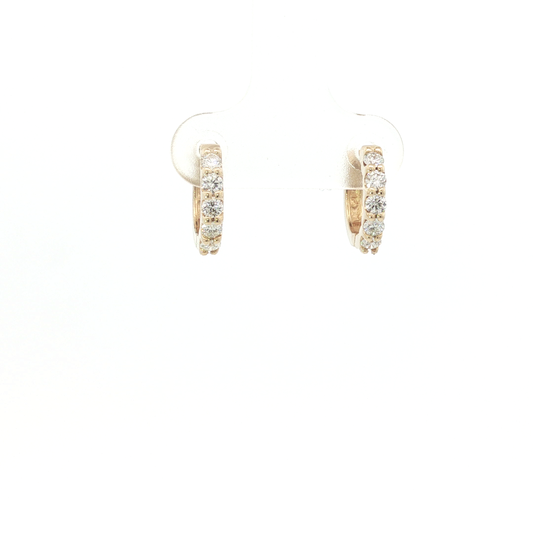 Diamond Lined petite huggy Hoop Earrings in Yellow Gold