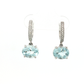 Oval Aquamarine Diamond Accent Drop Earrings in White Gold