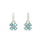 Aquamarine Heart Clover Drop Earrings in White Gold