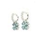 Aquamarine Heart Clover Drop Earrings in White Gold