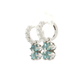 Aquamarine Heart Clover Drop Earrings in White Gold