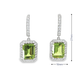 Emerald-Cut Peridot Halo Drop Earrings in Platinum