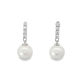 White Gold Pearl Drop Earrings with Accent Stones