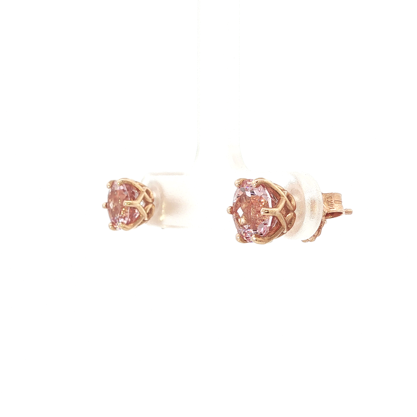 Rose Gold Morganite Solitaire Stud Earrings