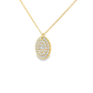 Yellow Gold Diamond Pave Disc Pendant Necklace