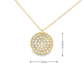 Yellow Gold Diamond Pave Disc Pendant Necklace