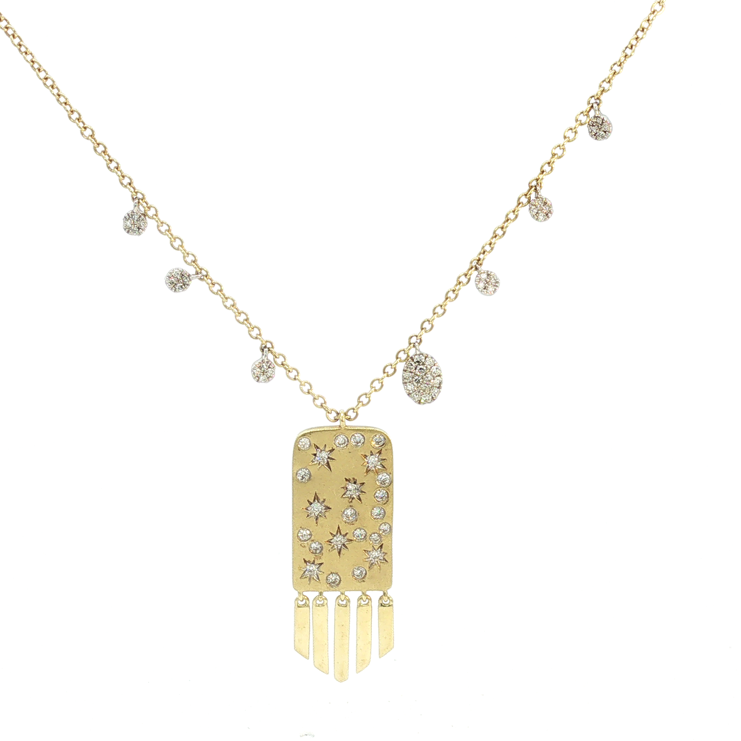 Diamond Starburst Fringe Pendant Necklace in Yellow Gold