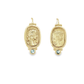 Yellow Gold Portrait Drop Earrings with Blue Topaz