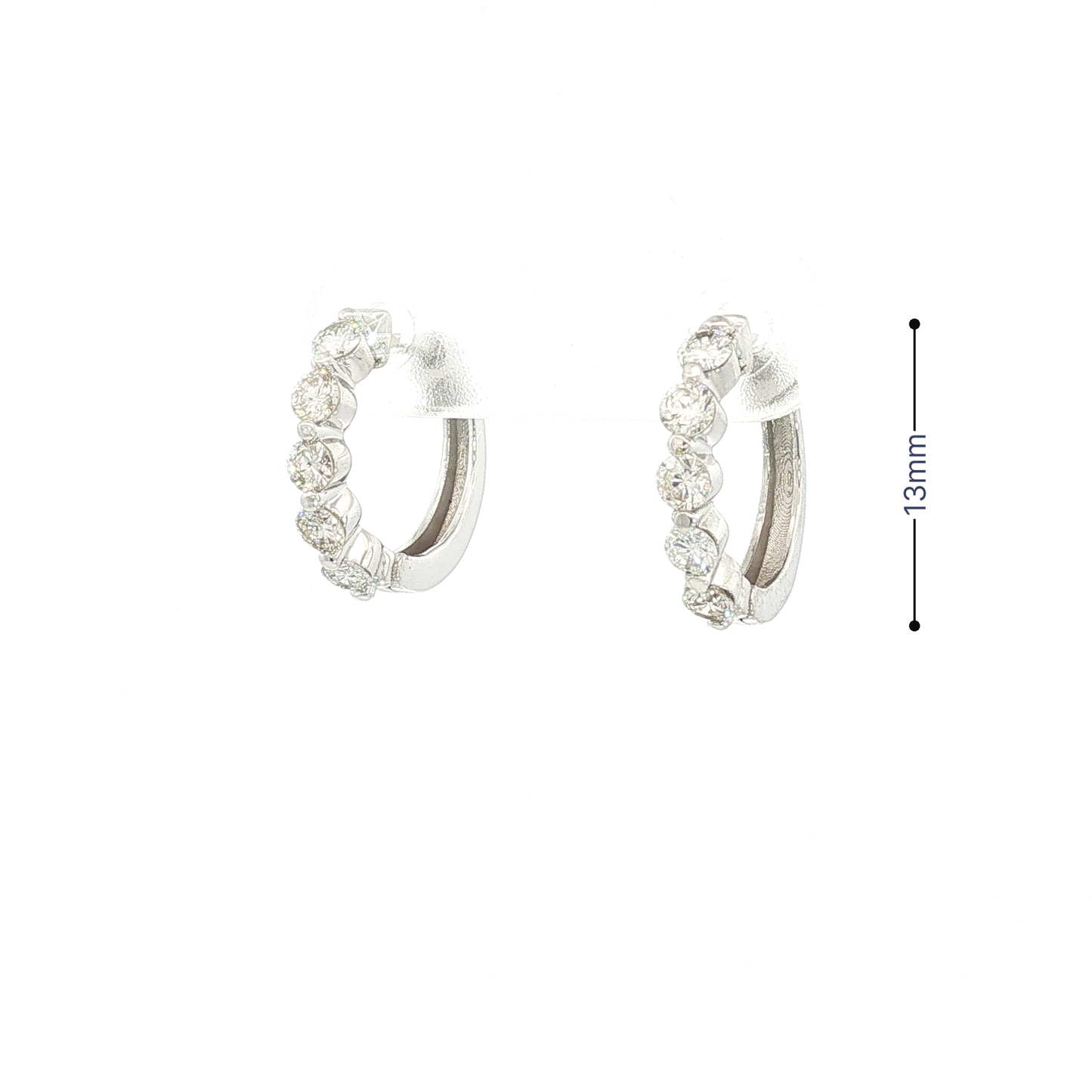 Diamond Huggie Hoop Earrings in White Gold
