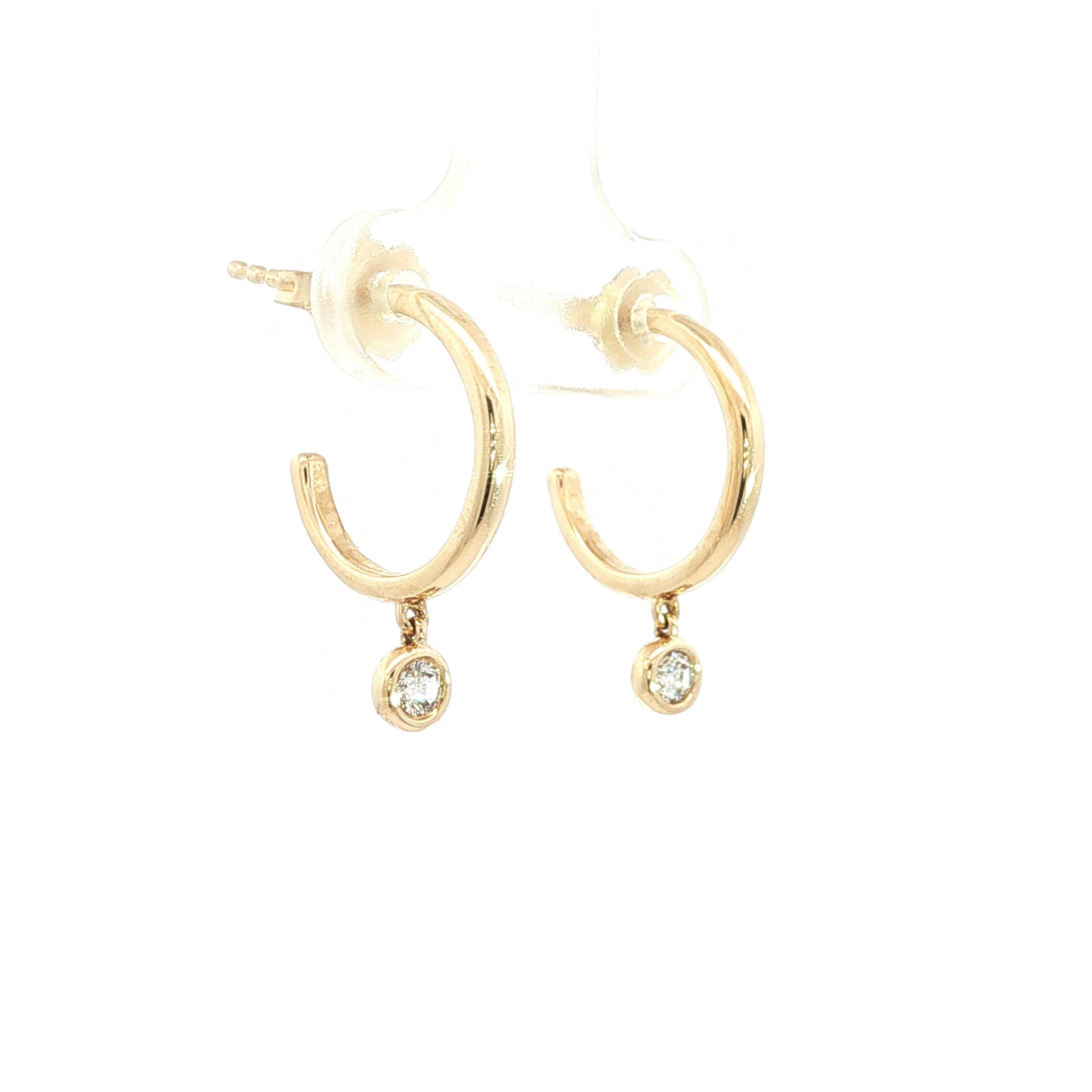 Bezel-Set Diamond Drop Earrings — Yellow Gold