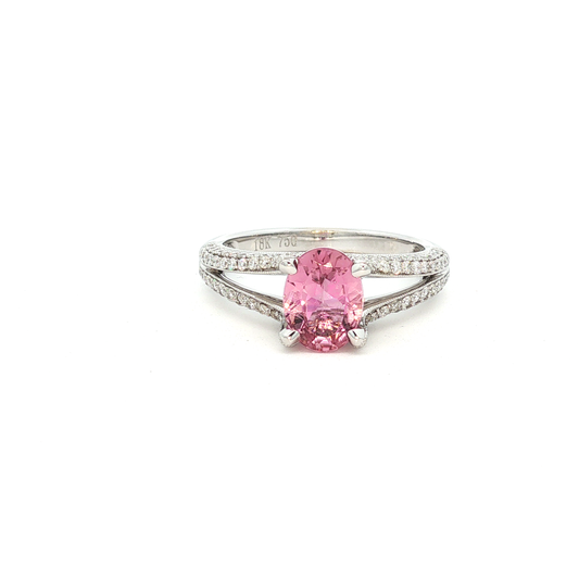 Oval Tourmaline Split-Shank Solitaire Ring in White Gold