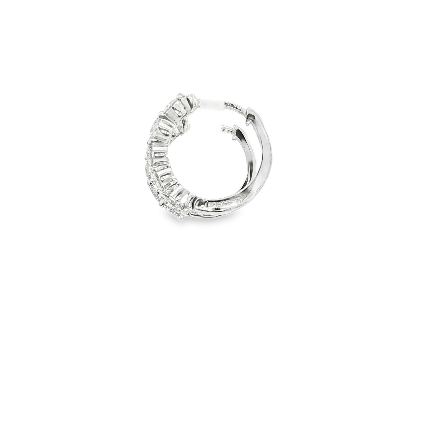 Diamond Huggie Hoop Earrings in White Gold