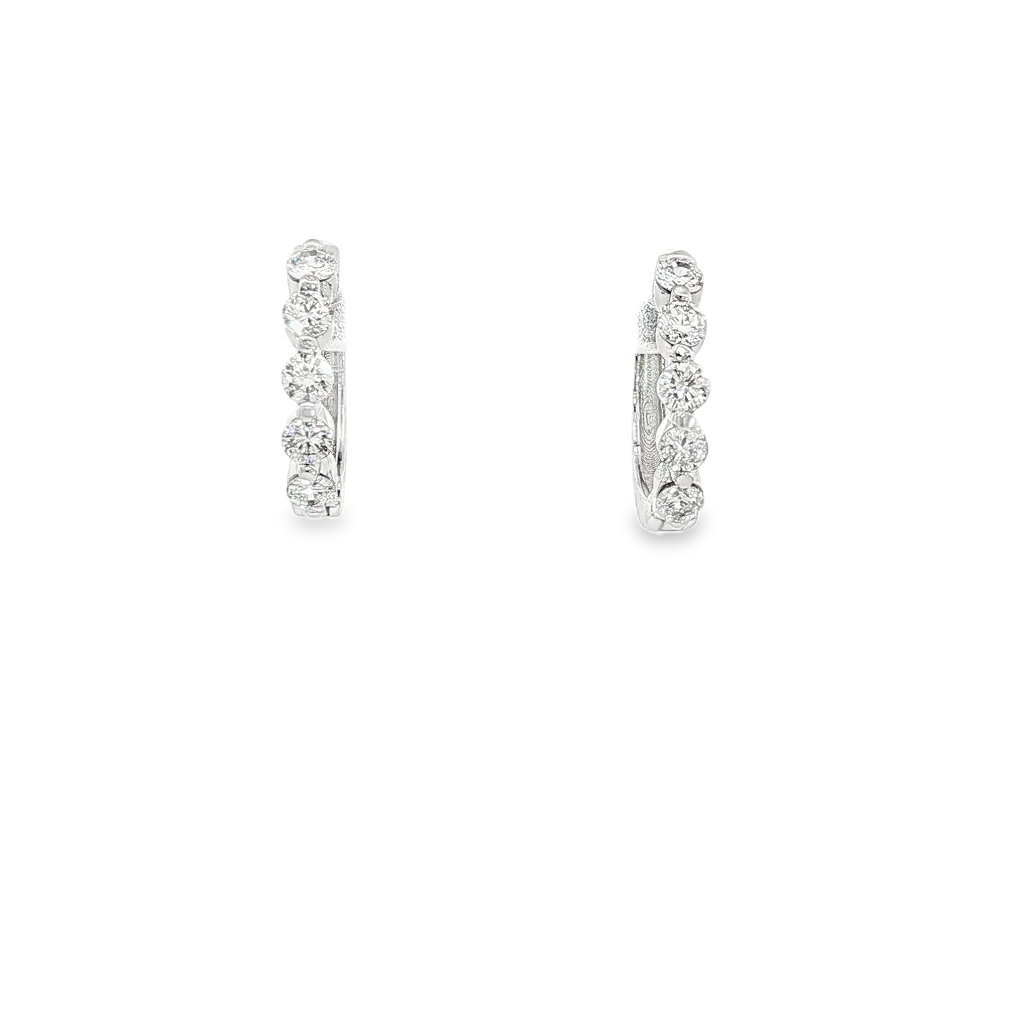 Diamond Huggie Hoop Earrings in White Gold