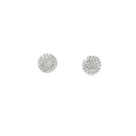 Round Diamond Cluster Stud Earrings in White Gold