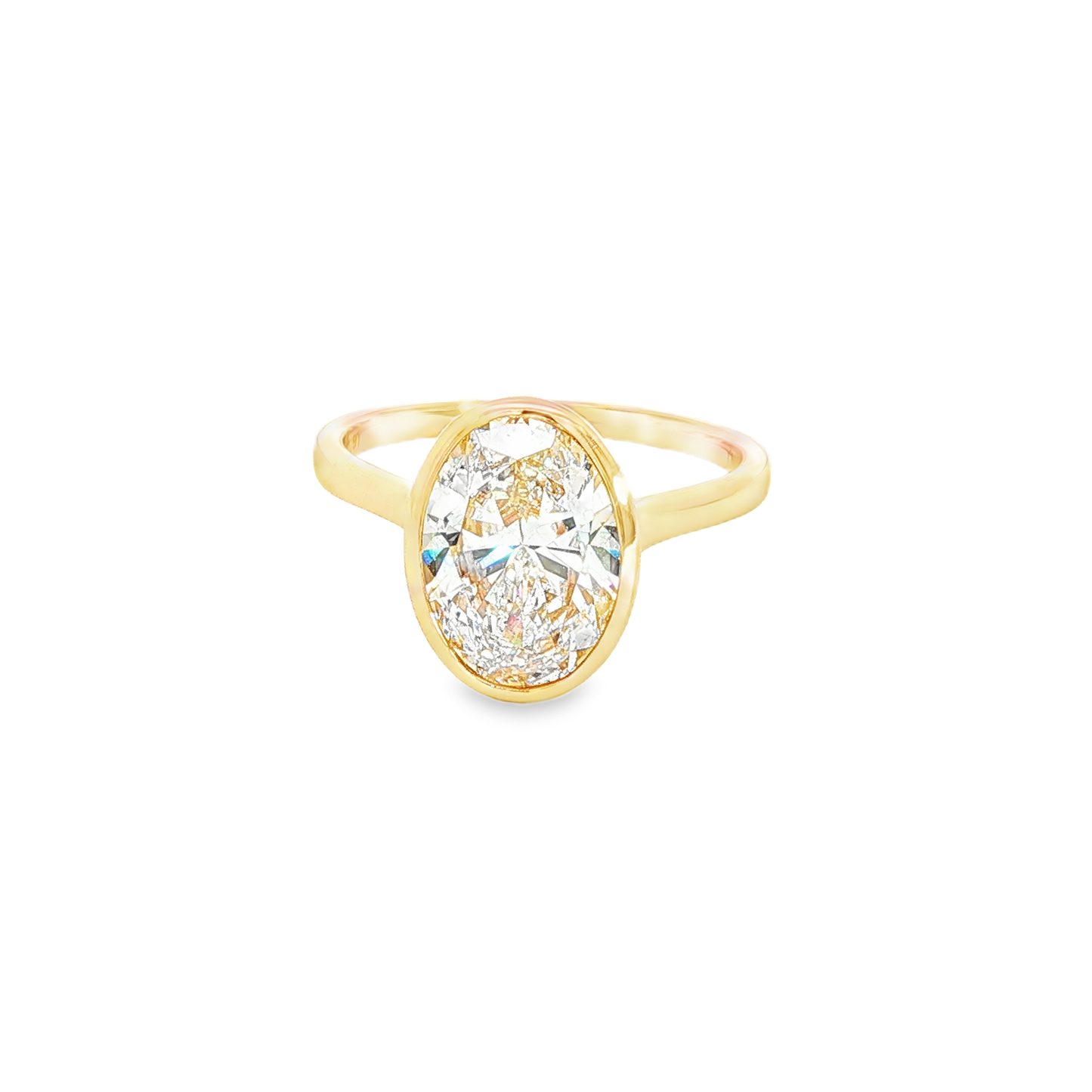 Yellow Gold Bezel-Set Oval Lab Grown Diamond Solitaire Ring