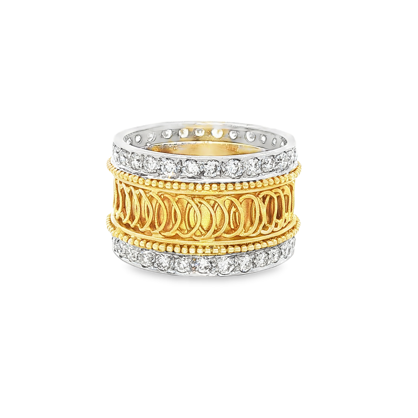 Yellow Gold Openwork Diamond Band Ring