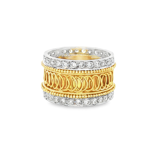 Yellow Gold Openwork Diamond Band Ring