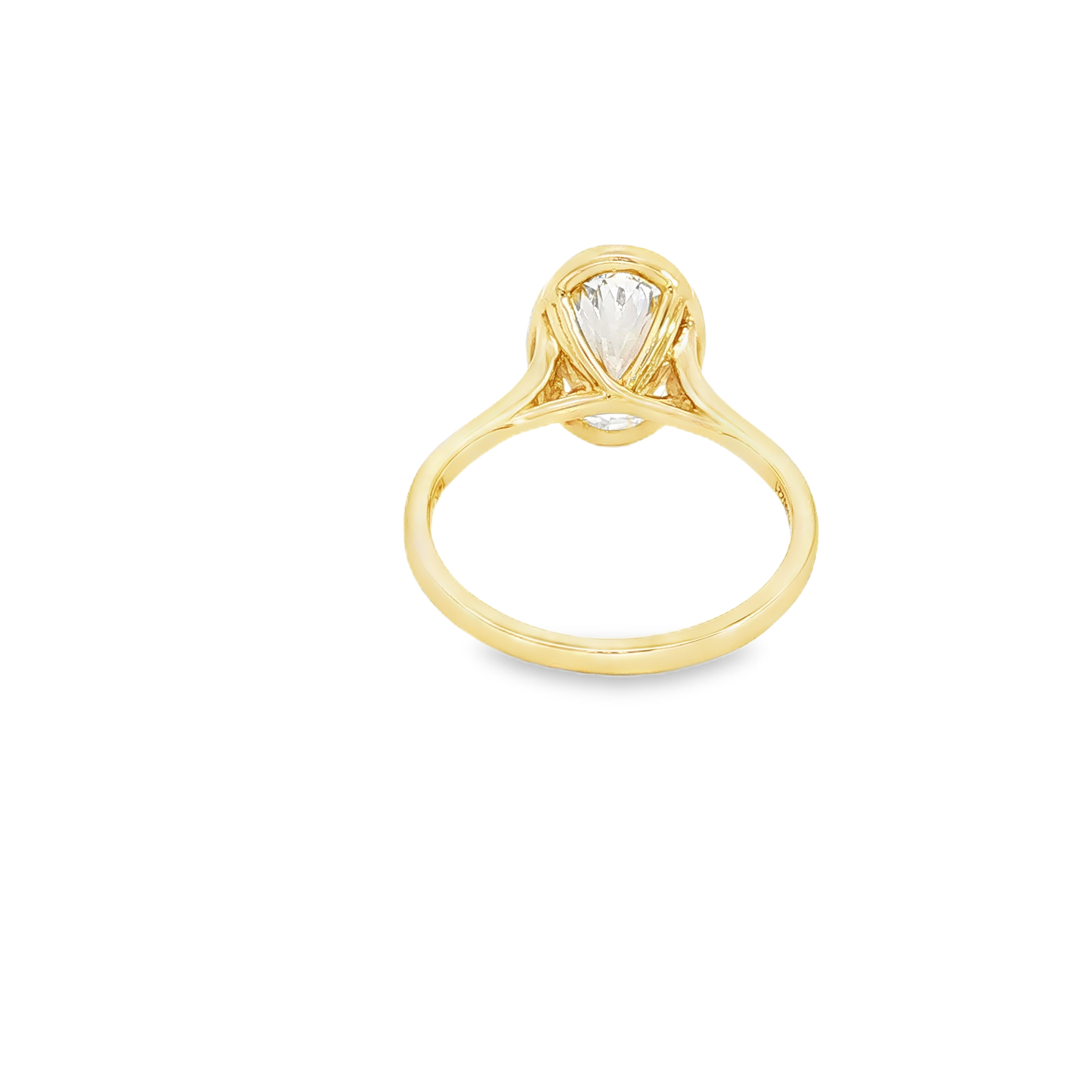 Yellow Gold Bezel-Set Oval Lab Grown Diamond Solitaire Ring