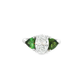 Oval Three-Stone Ring with Trillion Green Tourmalines in White Gold