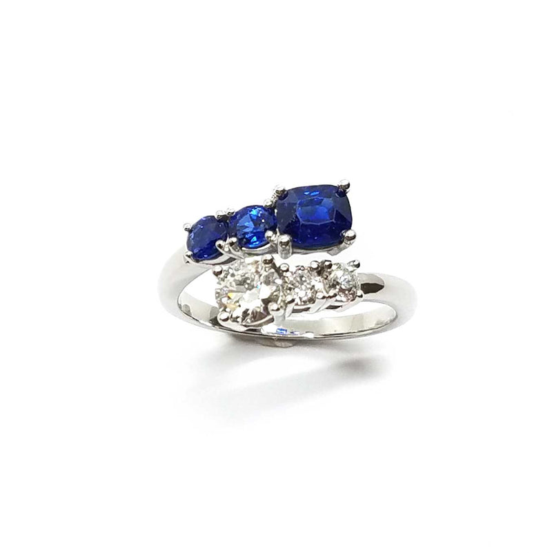 Sapphire and diamond bypass ring