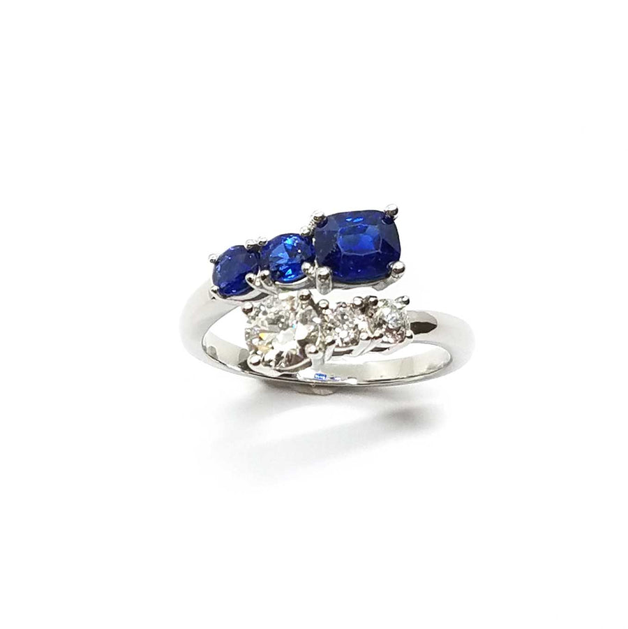 Sapphire and diamond bypass ring