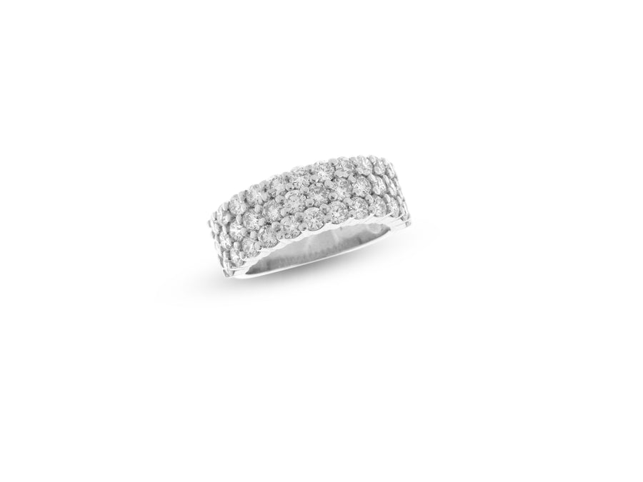 A custom made Platinum wedding band with 3 rows of diamonds