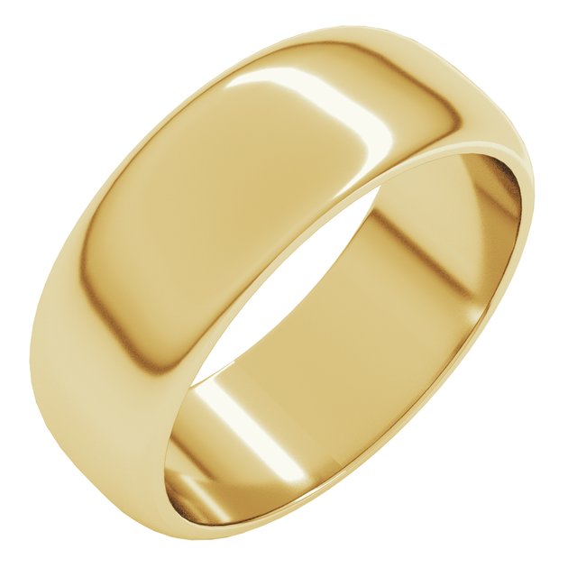 14K Yellow Gold 7 mm Half Round Band Size 12.5