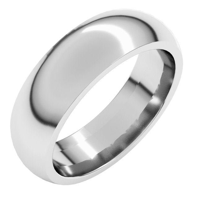 14K White Gold 6 mm Comfort-Fit Half Round Band Size 10