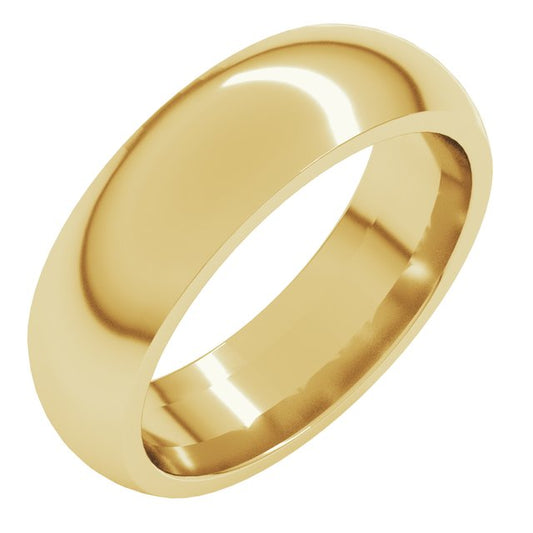 18K Yellow Gold 6 mm Comfort-Fit Half Round Band Size 10