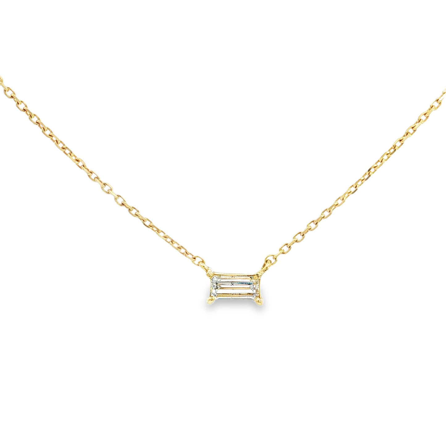 0.30ct Baguette Diamond Solitaire Necklace in Yellow Gold