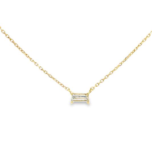 0.30ct Baguette Diamond Solitaire Necklace in Yellow Gold