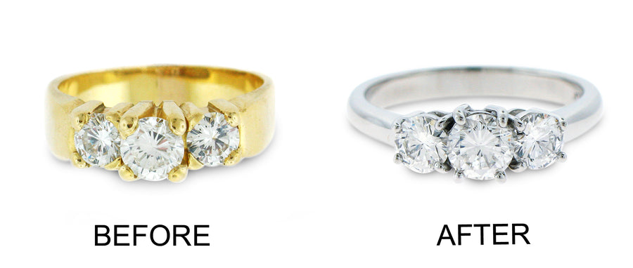 A client's heirloom piece, before and after restyling at Judith L. Ansteth Jewelers