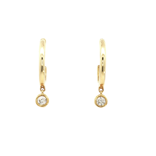 Bezel-Set Diamond Drop Earrings — Yellow Gold