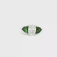 Oval Three-Stone Ring with Trillion Green Tourmalines in White Gold