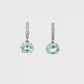 Oval Aquamarine Diamond Accent Drop Earrings in White Gold