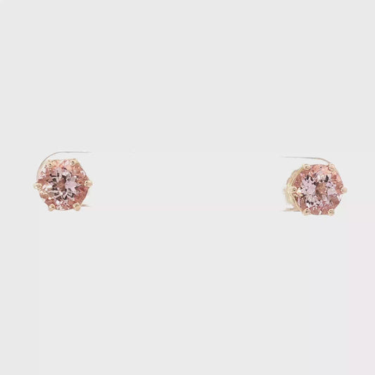 Rose Gold Morganite Solitaire Stud Earrings