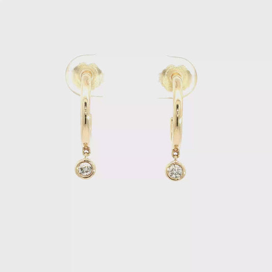 Bezel-Set Diamond Drop Earrings — Yellow Gold