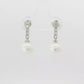 White Gold Pearl Drop Earrings with Accent Stones