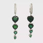 White Gold Graduated Heart shaped Tourmaline Drop Earrings